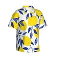 thumbnail image 3 of Xecao Tropical Lemon print Hawaiian shirt - a stylish short-sleeve button-down for men, perfect for casual beach and tropical outings., 3 of 9