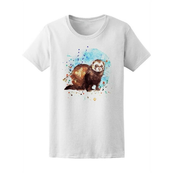 Brown And White Ferret T-Shirt Women -Image by Shutterstock, Female Small