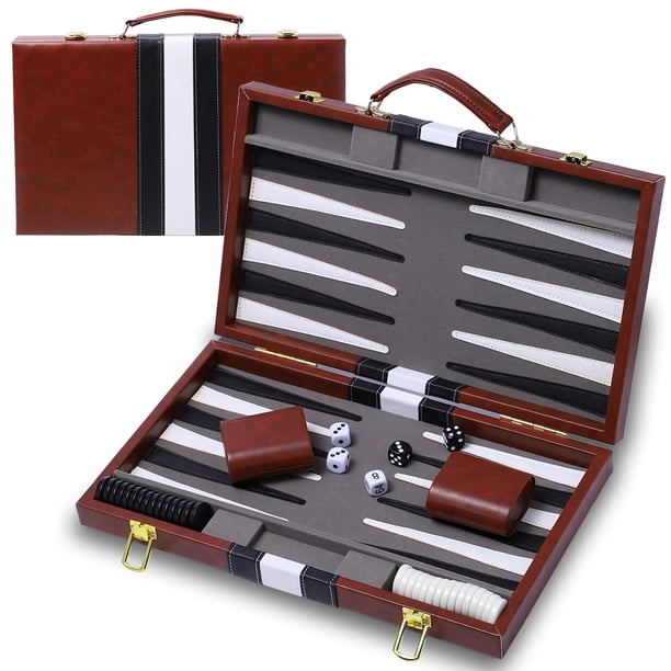 NEWFUN Backgammon Clásico de 18 Pulgadas - Juego Portátil para Adultos con Funda de Cuero NEWFUN Backgammon Clásico de 18 Pulgadas - Juego Portátil para Adultos con Funda de Cuero