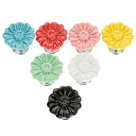 1pc Colorful Flowers Pulls Knob Ceramic Furniture Cabinet Knobs and Handles Door Cupboard Drawer Kitchen Pull Handles Home Decor