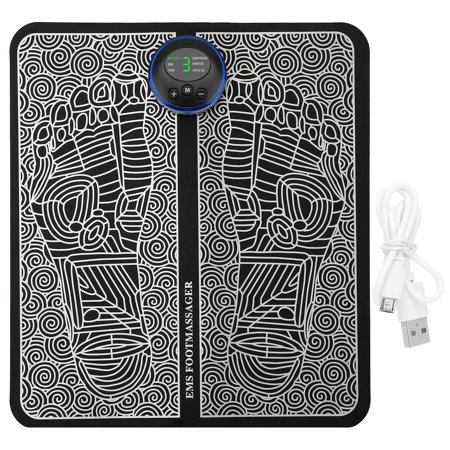 EMS Foot Massage Pad Electric Stimulator Massager Unit Leg Reshaping Muscle Pain Relax Foldable Massage Mat w/ 6 Modes 10 Intensity Levels