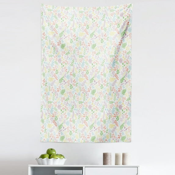 Leaf Tapestry, Wedding Themed Illustration Colorful Blooming Foliage Leaves and Floral Composition, Fabric Wall Hanging Decor for Bedroom Living Room Dorm, 5 Sizes, Multicolor, by Ambesonne