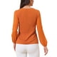 thumbnail image 3 of INSPIRAR CHIC Blusa de gasa para mujer con cuello de ojal, mangas de patchwork, elegante top de trabajo XL en naranja oscuro, 3 of 6