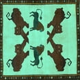 thumbnail image 1 of Ahgly Company Machine Washable Indoor Square Animal Turquoise Blue Traditional Area Rugs, 7' Square, 1 of 4
