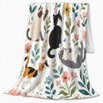 thumbnail image 2 of Playful Cats Botanical Flora, Playful Pet Portrait Pattern, Warm Flannel Blanket for Living Room and Bedroom, Cat Lovers Valentine's Day Gift, Pet Lover Home Decor, 2 of 9