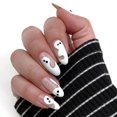 thumbnail image 1 of Aksod Glossy Ghost Press on Nails Blanco Mediano Oval Uñas postizas Diseñado Almendra Cubierta completa Artificial Lindo Halloween Uñas postizas Consejos para mujeres y niñas 24 piezas (Estilo F) Zhivalor OTTO-ZYS-0249, 1 of 6
