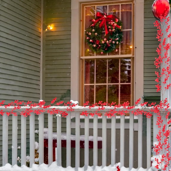 Gumesh Christmas Berry Garland, 78 Inch Artificial Red Berries for Holiday Centerpieces and Wreaths