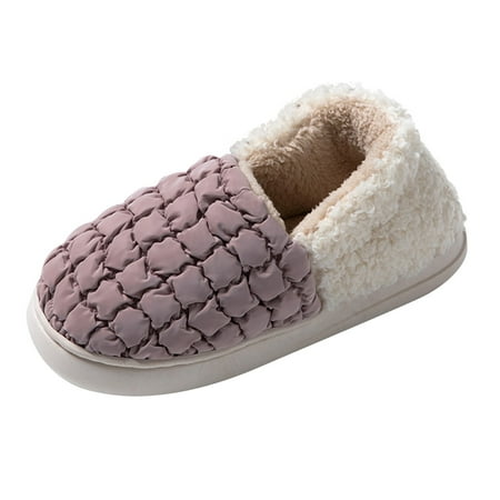 

Women Walking Shoes Couple Female Puff Cotton Slippers Bag Heel Autumn And Winter Lightweight Indoor Home Thick Bottom Warm Confinement Cotton Shoes For Outer Wear Purple