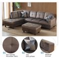 thumbnail image 3 of PonLiving Furniture 3 PCS Sectional Sofa Set, L-Shaped Sectional Couch 103" W for Living Room, with Storage Ottoman and Matching Pillows (Left Hand Facing, Taupe), 3 of 12