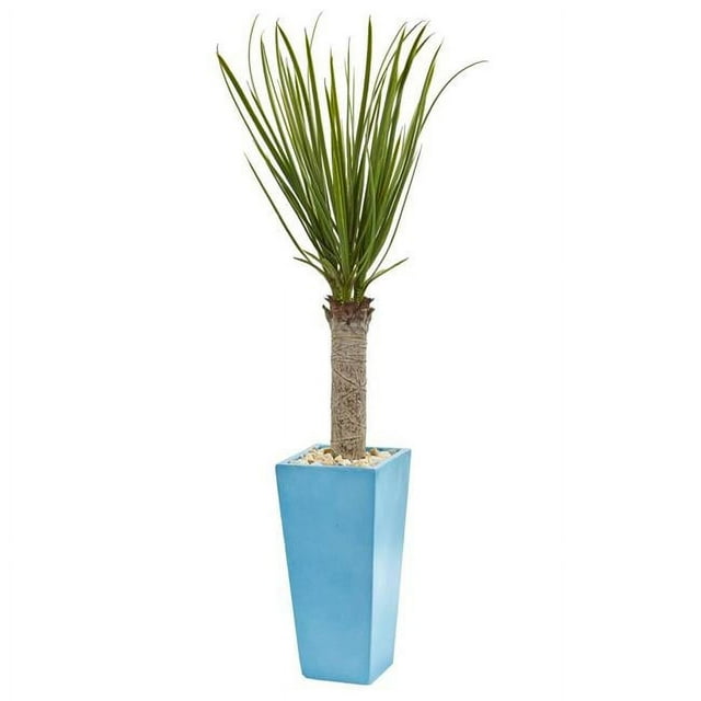 Nearly Natural 5757 4 ft. Yucca Artificial Tree in Turquoise Planter