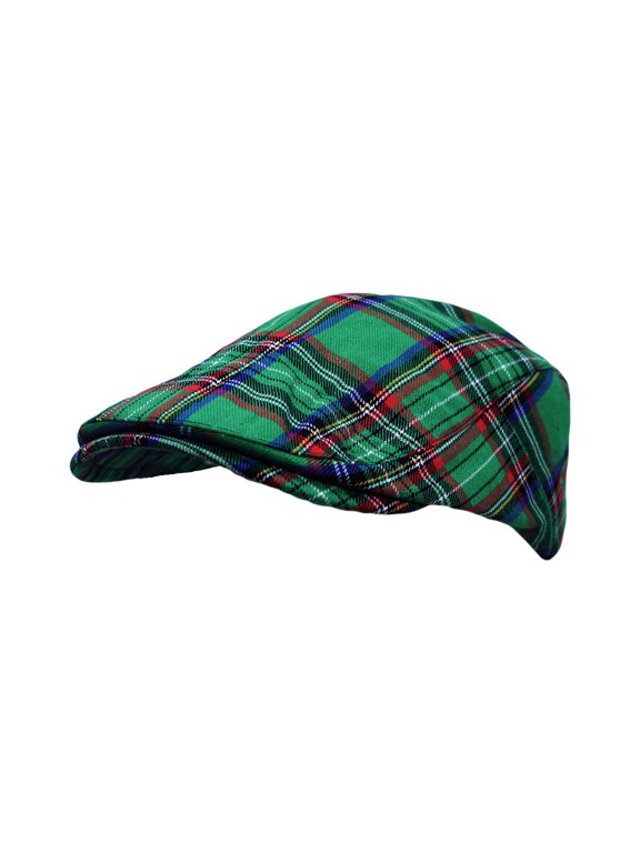Newsboy Flat Cap Tartan Check Plaid Outdoors Beret Hat YZ30078 (Green)