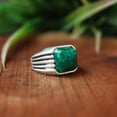 thumbnail image 7 of Emerald Gemstone Ring, 925 Sterling Silver Ring, Men's Signet Ring, Vintage Style Ring, Statement Ring, Chunky Emerald Ring, Boho Jewelry***, 7 of 7