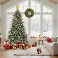 thumbnail image 3 of GarveeHome 7.5ft Frosted Flocked Pencil Christmas Tree with Pine Cones, Warm White Lights 8 Modes, Automatic Hinged Branches, Metal Stand, PE & PVC, 3 of 8