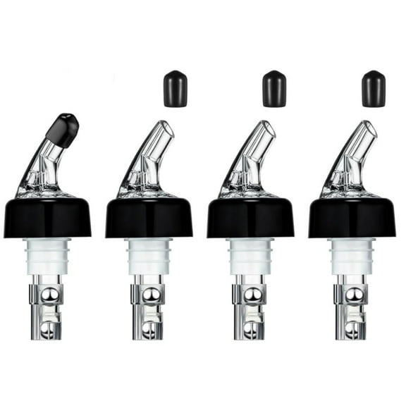 LQQBOX Automatic Measured Bottle Pourer Spout Liquor Pourers Bottle Jigger Quick Shot Spirit Measure, 1 oz/ 30 ml(Clear, Black,4 Pieces)
