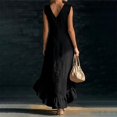 thumbnail image 4 of Delayuji Women's Summer Dress Ruffled Hem Sleeveless V Neck Tank Dress Long Dresses Beach Vacation Dress Wedding Guest Dresses, 4 of 4