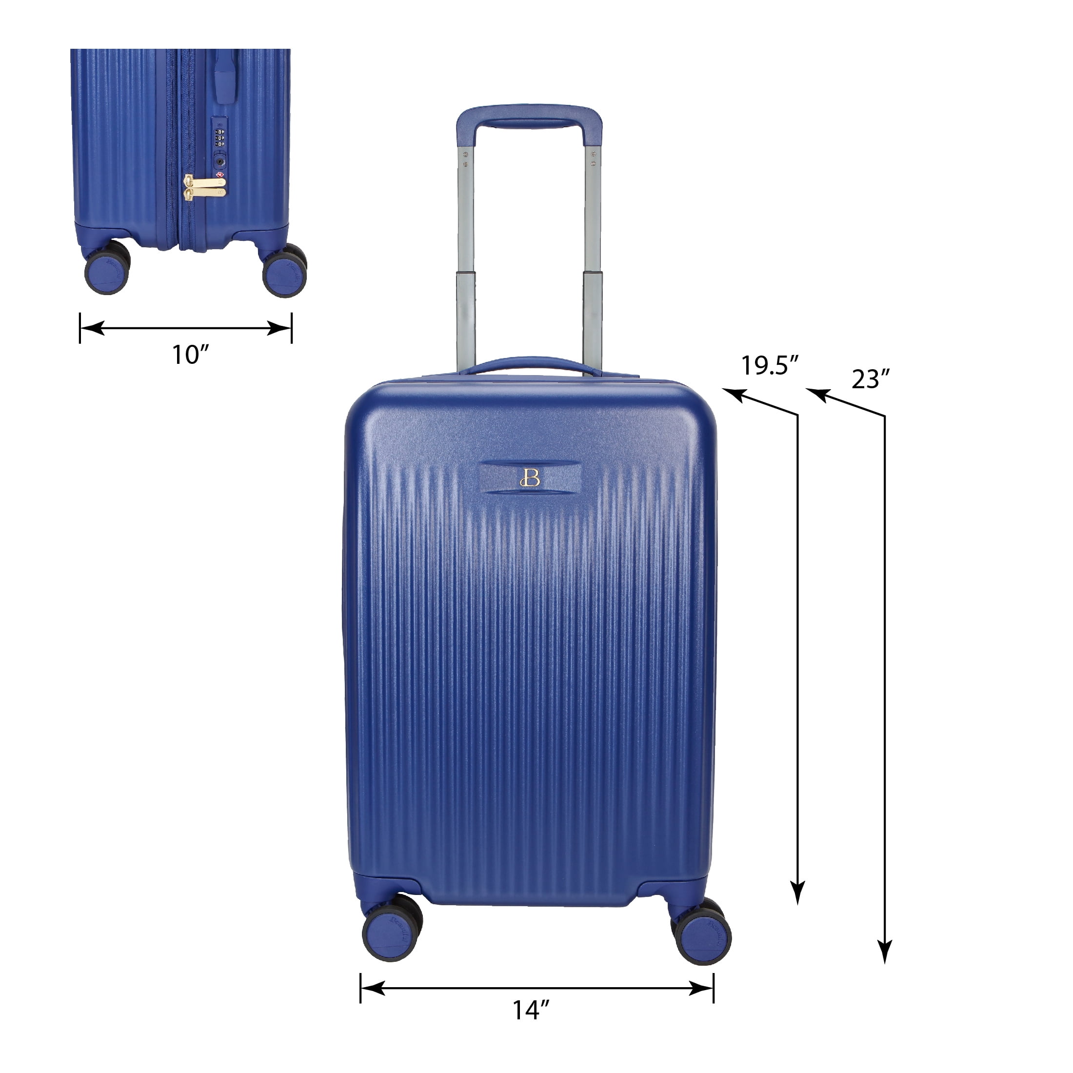 Beautiful 20-inch Carry-On Expandable Hardside Upright Luggage by Drew Barrymore, Starry Night Blue