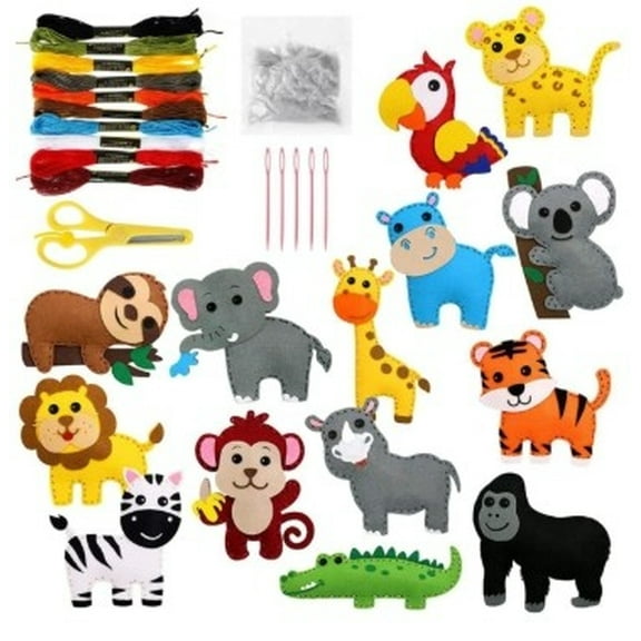 Deedlite Twiggle Stuff Sewing Kit, Felt Sewing Kit for Kids Age 6-12, Felt Craft for Beginner Sewing Kits, Includes 14 Stuffed Animals