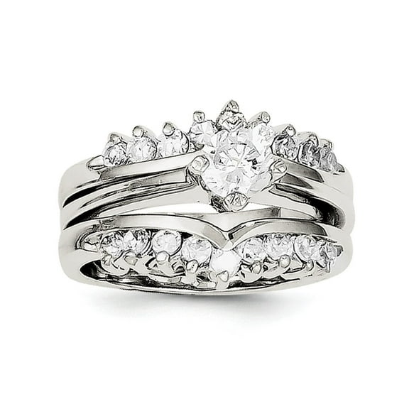 Sterling Silver Cubic Zirconia Ring Set - Size 8