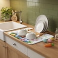 thumbnail image 4 of Dish Drying Mat for Kitchen Countertop, Easter Egg Chick Absorbent Microfiber Dish Mat Reversible Quick Dry Non Slip Draining Mat Kitchen Drying Pad for Dishes, Utensils 16x18 Inch Flowers Leaf, 4 of 9