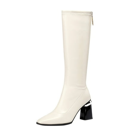 

Leather Heel Boots Women Stretch Leather Thigh High Boots Womens Calf High Boots Wide Calf Barrel Plus Size Color Winter Thigh Retro Shoes Chunky Heels Boots Women s Zipper High Belt Breathable High