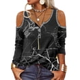 thumbnail image 1 of DYMADE Women Plus Size Long Sleeve Printed Off Shoulder T-shirt Top, 1 of 4