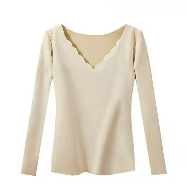 Guardurnaity Camisa térmica Ropa interior de invierno Ropa de abrigo Multicolor Moda Tamaño compacto Lavable Top Lencería larga al tacto Ropa interior Color de piel SG