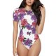 thumbnail image 1 of Balery Peonies Body de cuello redondo de manga corta para mujer Tops de manga corta Tops básicos-Large, 1 of 7