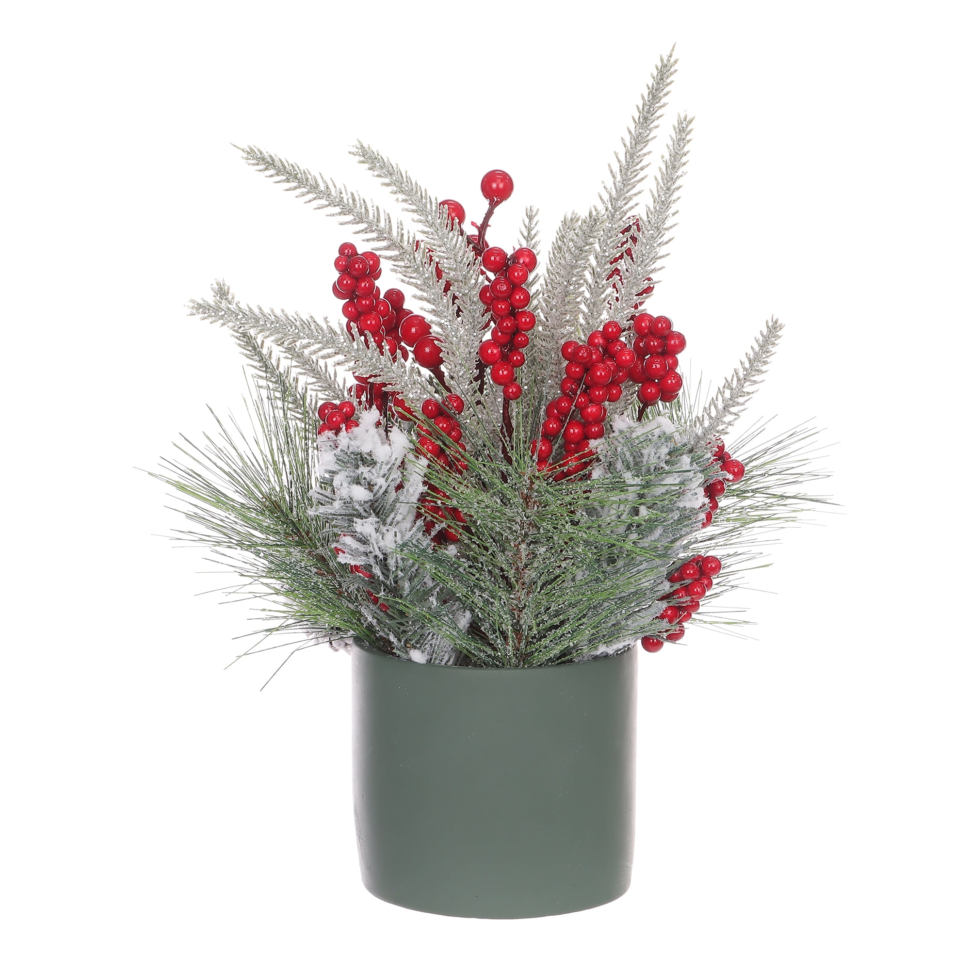 TEMPS DES VACANCES PL Noël 12IN Pot de ciment vert Arrn HOLIDAY TIME PL ARR POT CIMENT 12PO