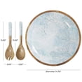thumbnail image 3 of DecMode 15", 11", 11"W Handmade Round Light Blue Mango Wood Decorative Bowl with Matching Salad Serving Utensils, Set of 3, 3 of 8