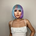 thumbnail image 2 of Colorful Wig Short Ombre Wig with Bangs Heat Resistant Synethetic Fiber Wig, 2 of 6
