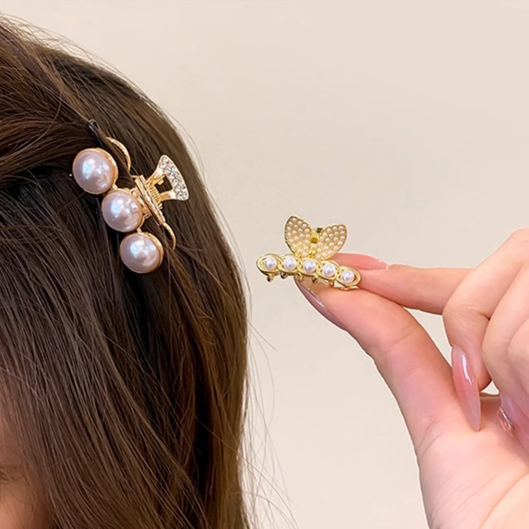10 alloy rhinestone hair clips, fashionable small grab hair accessories