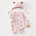 thumbnail image 2 of Gerichy Infant Baby Girl Fall Outfit Coming Home Romper Cotton Solid Color Jumpsuit Newborn Winter Clothes 0-18 Months, 2 of 7