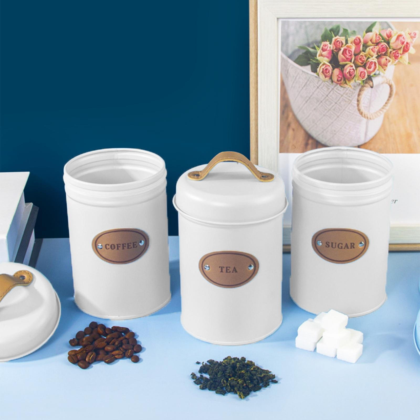 Bread Bin White And Copper Tea And Coffee Canisters Tea, Coffee