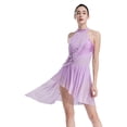 thumbnail image 2 of TiaoBug Women's Flower Lyrical Dance Costume High Low Modern Contemporary Dance Dress Dancewear Light Purple L, 2 of 7