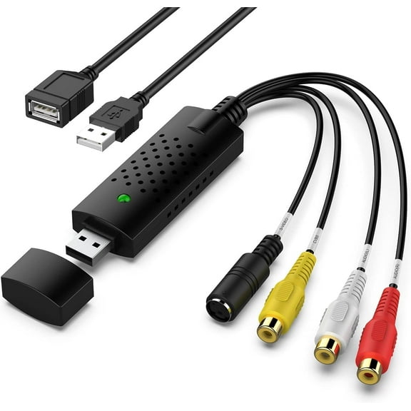PINHEN Capture Card, USB Video Capture Card Device, Audio Video Converter Grabber for RCA to USB-Convert VHS Mini DV VCR Hi8 DVD to Digital, for PC TV Tape Player Camcorder, MAC Windows Vista