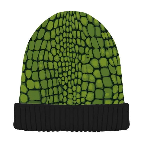 joogoo Crocodile Pattern Beanie Hats Cuffed Winter Warm Knit Thick Beanies