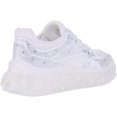thumbnail image 3 of Guess Rhinestone Clarisse Men's Lace Up Synthetic Running Inspired Trainers In White Size 5.5, 3 of 6