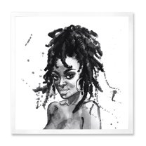 Designart 'Black and White Portrait of African American Woman II' Modern Framed Art Print