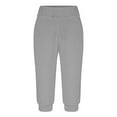 thumbnail image 4 of Wide Leg Pants for Women New Womens Capris Jogger Pants Elastic Waist Solid Stretchy Sweatpant Casual Comfy Athletic Pant with Pockets Track Pants Women Gray XXL, 4 of 6