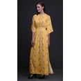 thumbnail image 3 of Bimba Rayon Leaves & Magnolia Floral Printed Womenâ€™s Long MaxiÂ&nbsp;DressÂ&nbsp;Gown With Side Slit-X-Large, 3 of 6