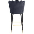 thumbnail image 2 of Meridian Furniture Tabouret en Velours Gris Lily (Ensemble de 2), 2 of 4