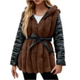 BiZtdJrK Today Deals Women's Faux Leather Coat with Faux Fur Collar