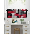 thumbnail image 5 of Valances for Windows Red Black White Geometric Rod Pocket Cafe Window Treatments Valance Curtains for Kitchen Bathroom Laundry Basement Windows 54"x18", 5 of 9