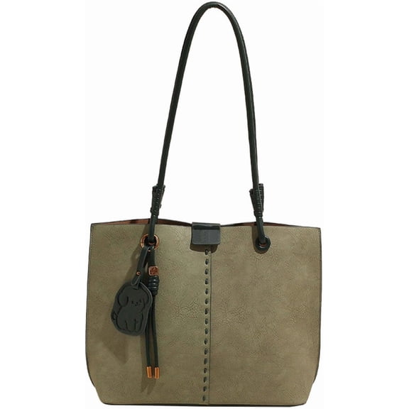 JennyShop Commuting Simple Shoulder Bag, Fashion Green Retro Large Capacity Women's Hand-held PU Bag