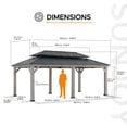 thumbnail image 3 of Sunjoy 12x20 ft. Wood Gazebo, Outdoor Patio Steel Hardtop Gazebo, Cedar Framed Wooden Gazebo with 2-tier Metal Roof, Suitable for Patios, Lawn, and Backyard, Matte Black, 3 of 11