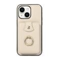 thumbnail image 3 of Compatible with iPhone 13 Wallet Case, PU Leather Case with Card Holder, 360° Rotation Ring Kickstand, Shoulder Strap, Magnetic Snap Protective Case Designed for iPhone 13, Beige, 3 of 8