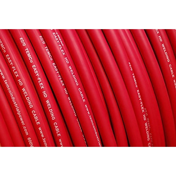 TEMCo WC0410-125 ft 2/0 Gauge AWG Welding Lead & Car Battery Cable Copper Wire RED | MADE IN USA