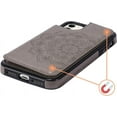 thumbnail image 5 of Case for iPhone 12 Mini 5.4 inch, Luxury PU Leather Case [Two Magnetic Clasp] [Card Slots] Stand Function Embossed Mandala Pattern Half Flower Durable Soft TPU Back Wallet Cover - Grey#2, 5 of 8