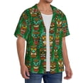 thumbnail image 3 of Disketp Men's Hawaiian Mask And Palm Leaves Print Shirts Button Down Holiday Beach Shirts-X-Large, 3 of 5