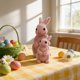 thumbnail image 4 of Yusimy Easter Bunny Ornament Flocked Texture Cute Figurine for Home Tabletop Garden Easter Decor, 4 of 6